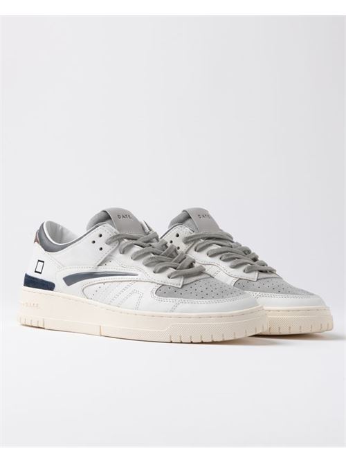 Sneakers bassa in pelle colore bianco e suede colore grey. DATE | TORNEO COLOREDWHITE GREY